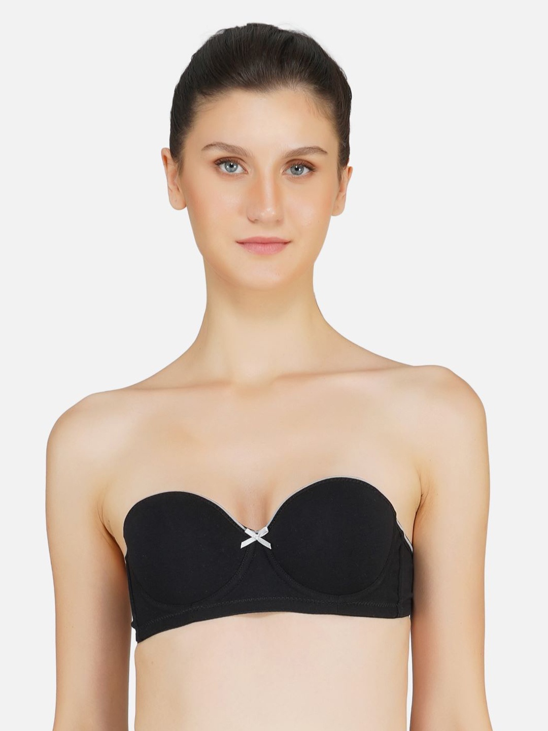 

Poftik Bandeau Bra Medium Coverage Underwired Heavily Padded, Black