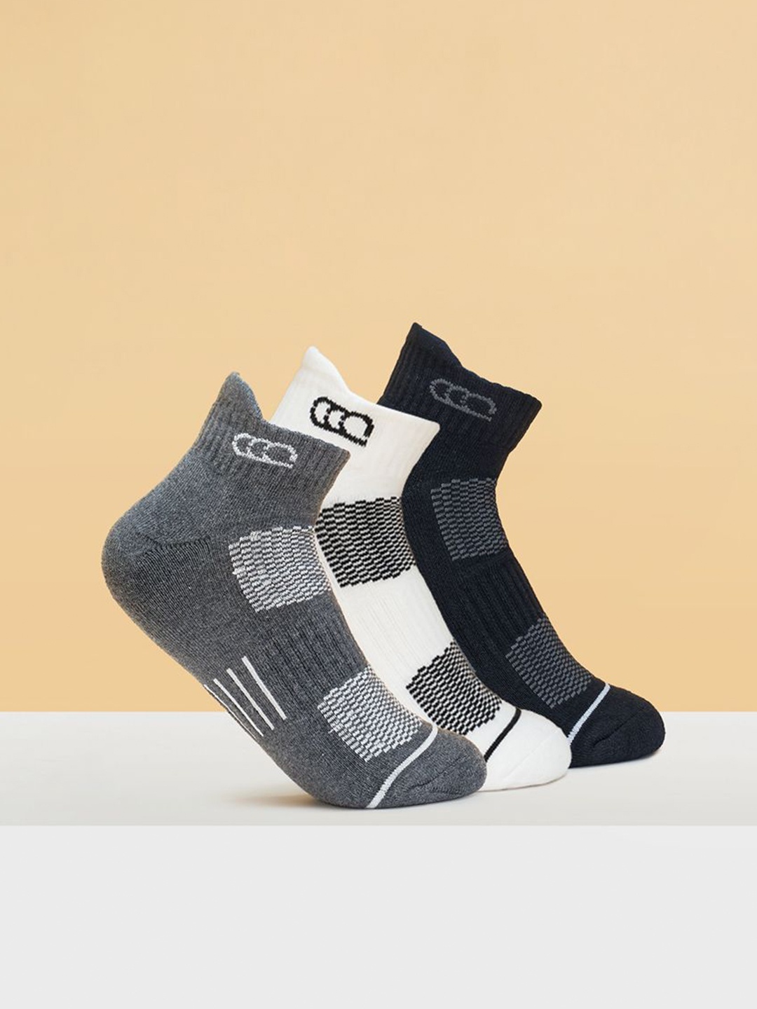 

Ajile by Pantaloons Men Pack Of 3 Patterned Ankle Length Socks, Black