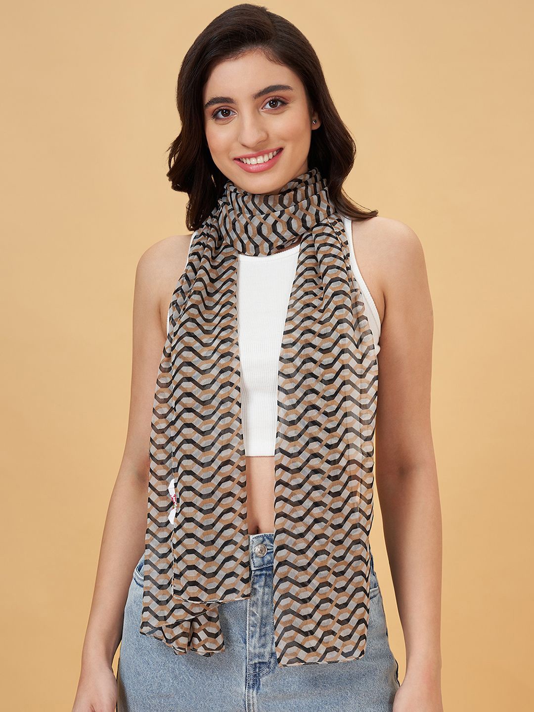 

Honey by Pantaloons Women Printed Scarf, Beige