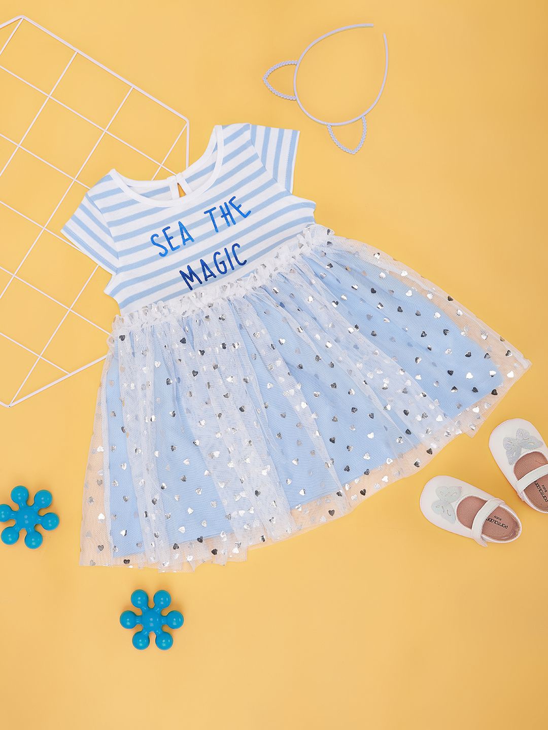 

Pantaloons Baby Girls Print Fit & Flare Dress, Blue