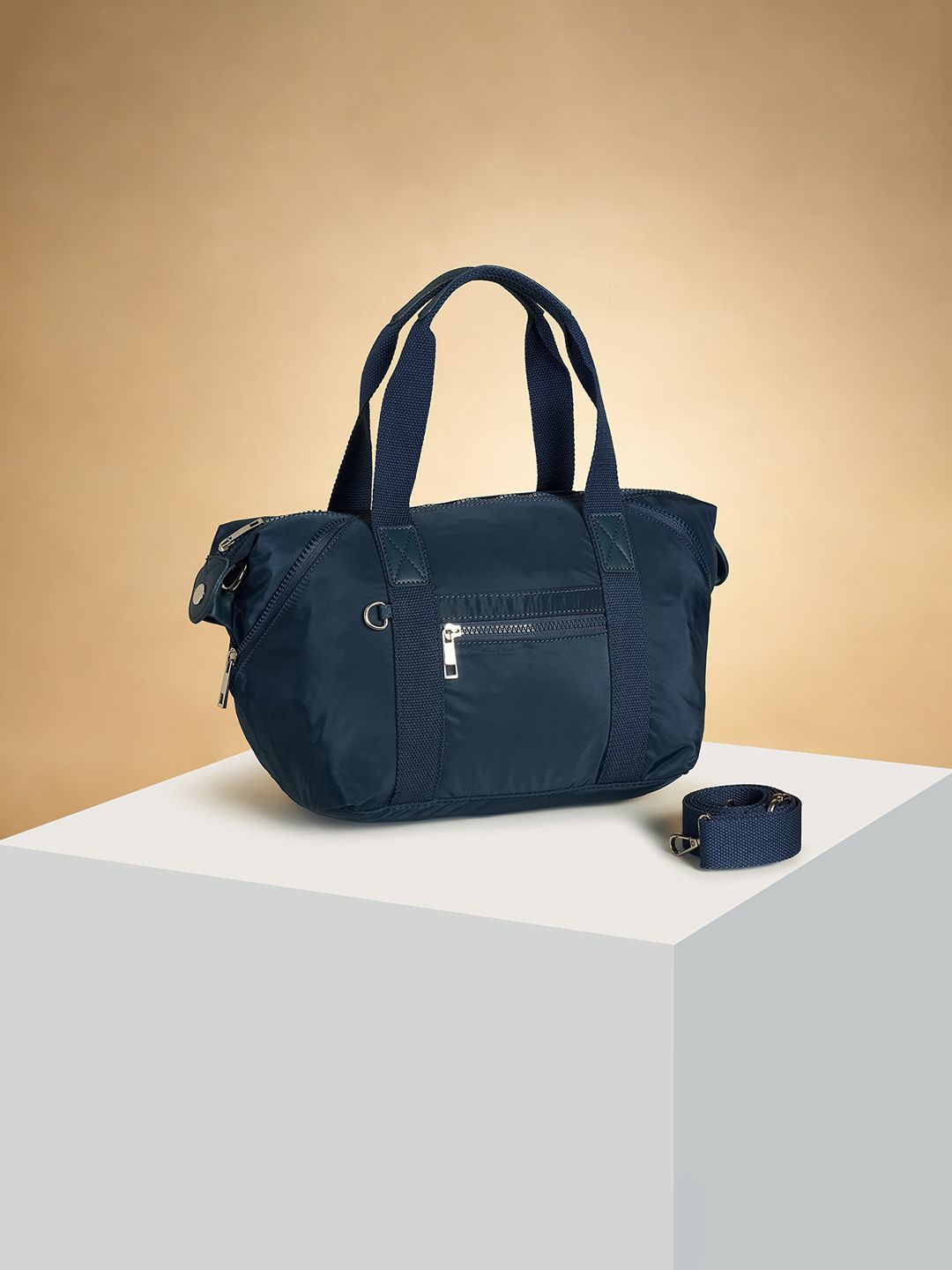 

Forever Glam by Pantaloons Colourblocked Oversized Structured Handheld Bag with Tasselled, Teal