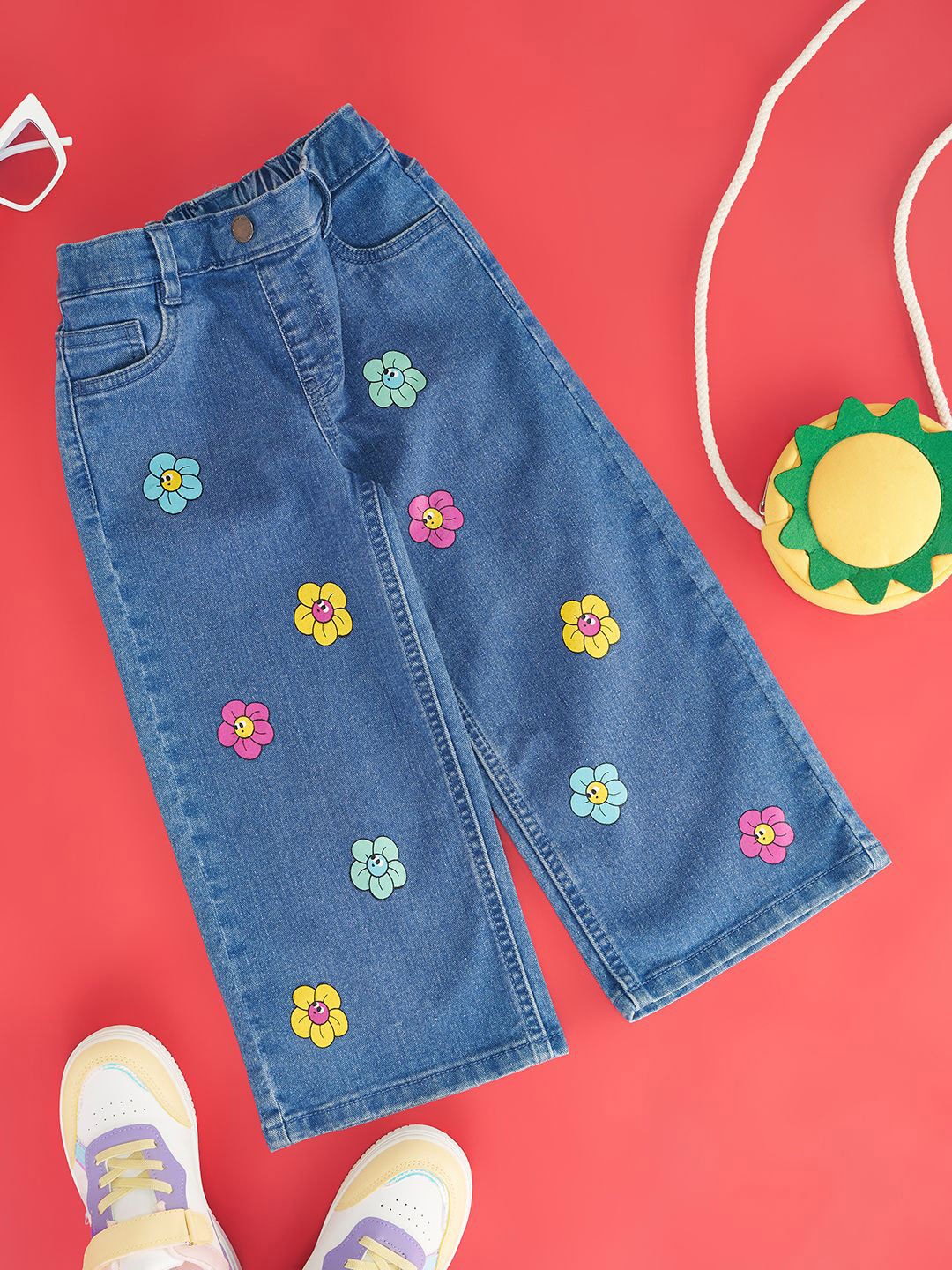 

Pantaloons Junior Girls Flared Mildly Mid-Rise Cotton Distressed Jeans, Blue