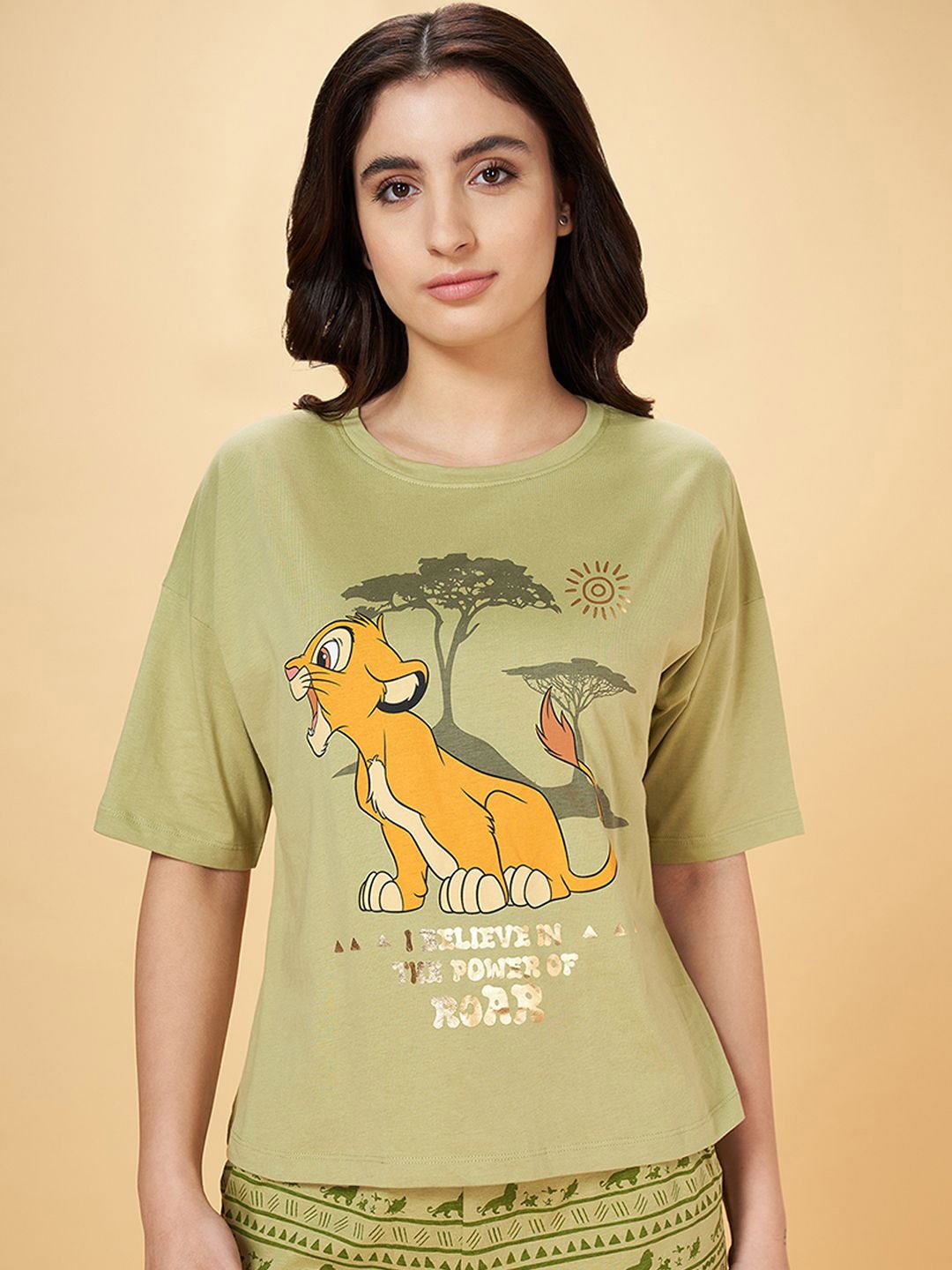 

Dreamz by Pantaloons Printed Pure Cotton Lounge T-Shirts, Green
