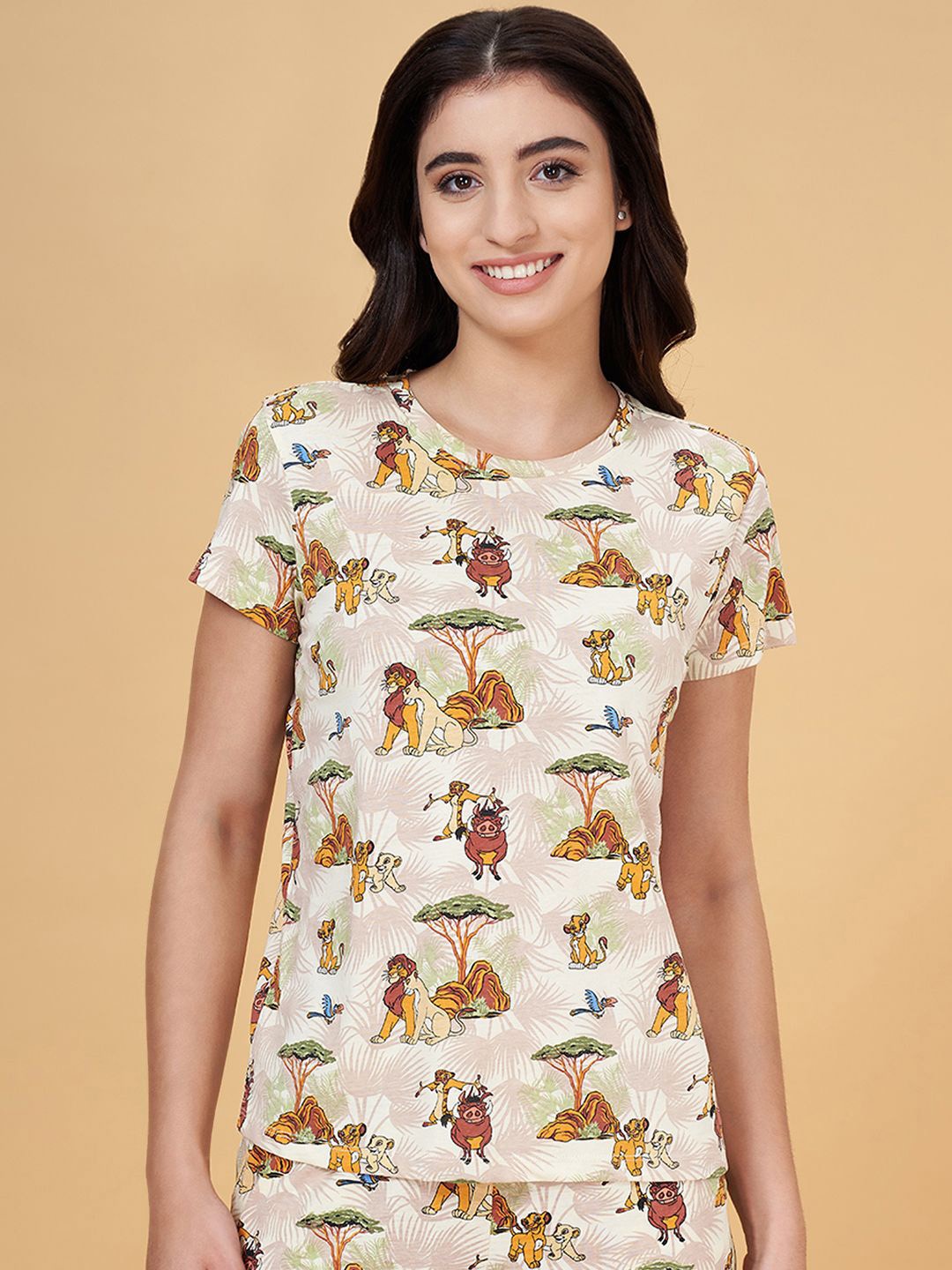 

Dreamz by Pantaloons Printed Pure Cotton Lounge T-Shirts, Beige