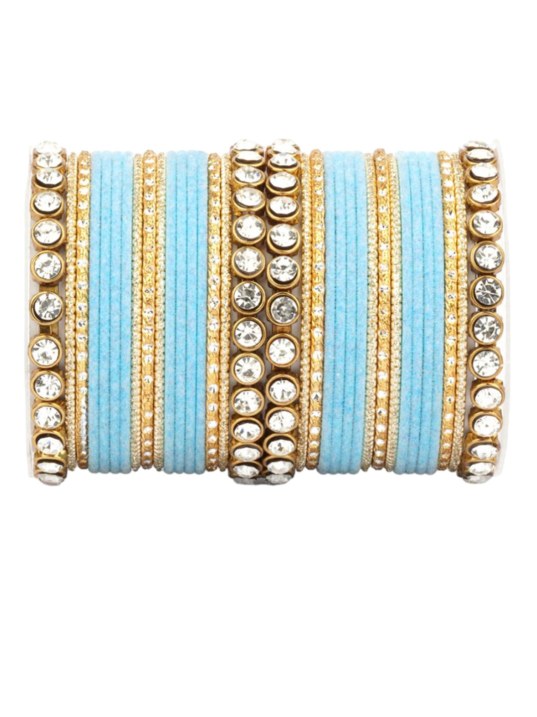 

leshya Set Of 34 Brass-Plated Stone Studded Bangles, Blue