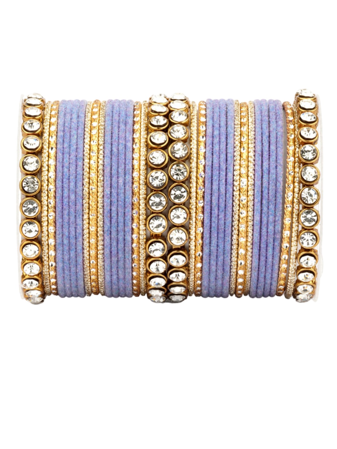 

leshya Set Of 34 Brass Plated Stone-Studded Bangles, Lavender