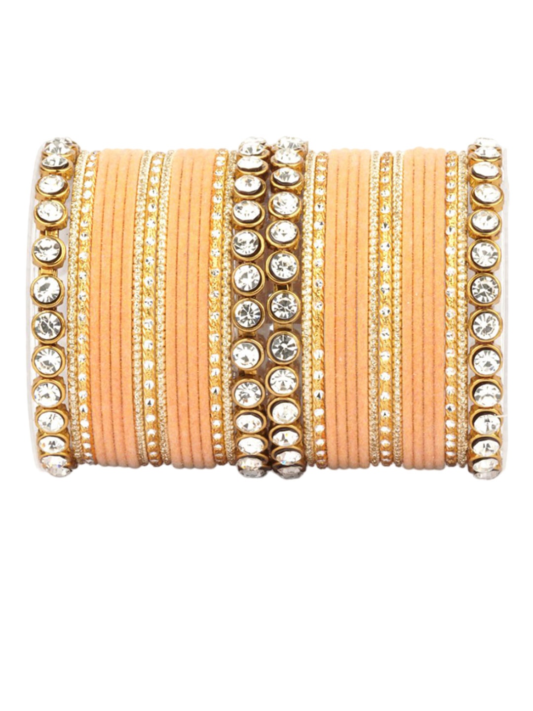 

leshya Set of 34 Brass-Plated Stone-Studded Bangles, Bronze