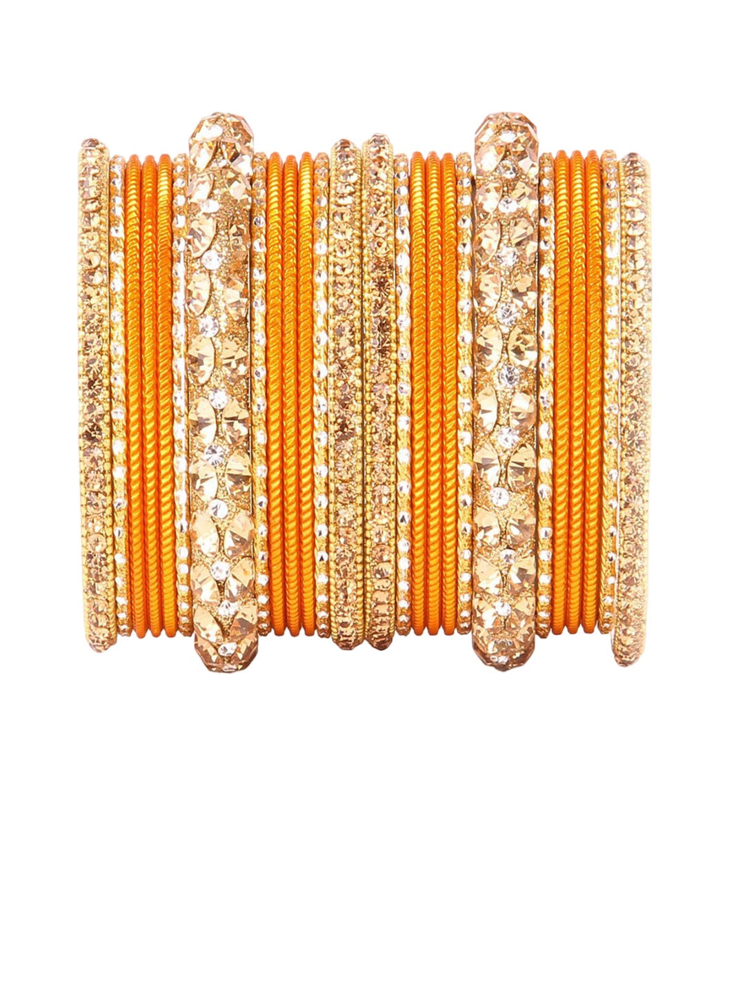 

leshya Set of 26 Brass-Plating Stone-Studded Bangles, Bronze