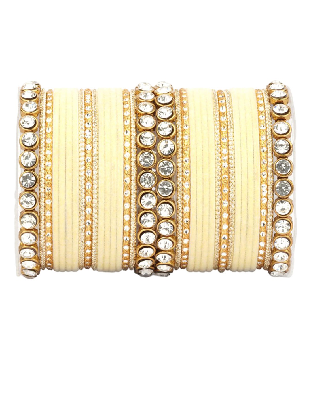

leshya Set of 34 Brass-Plating Stone-Studded Bangles, Bronze