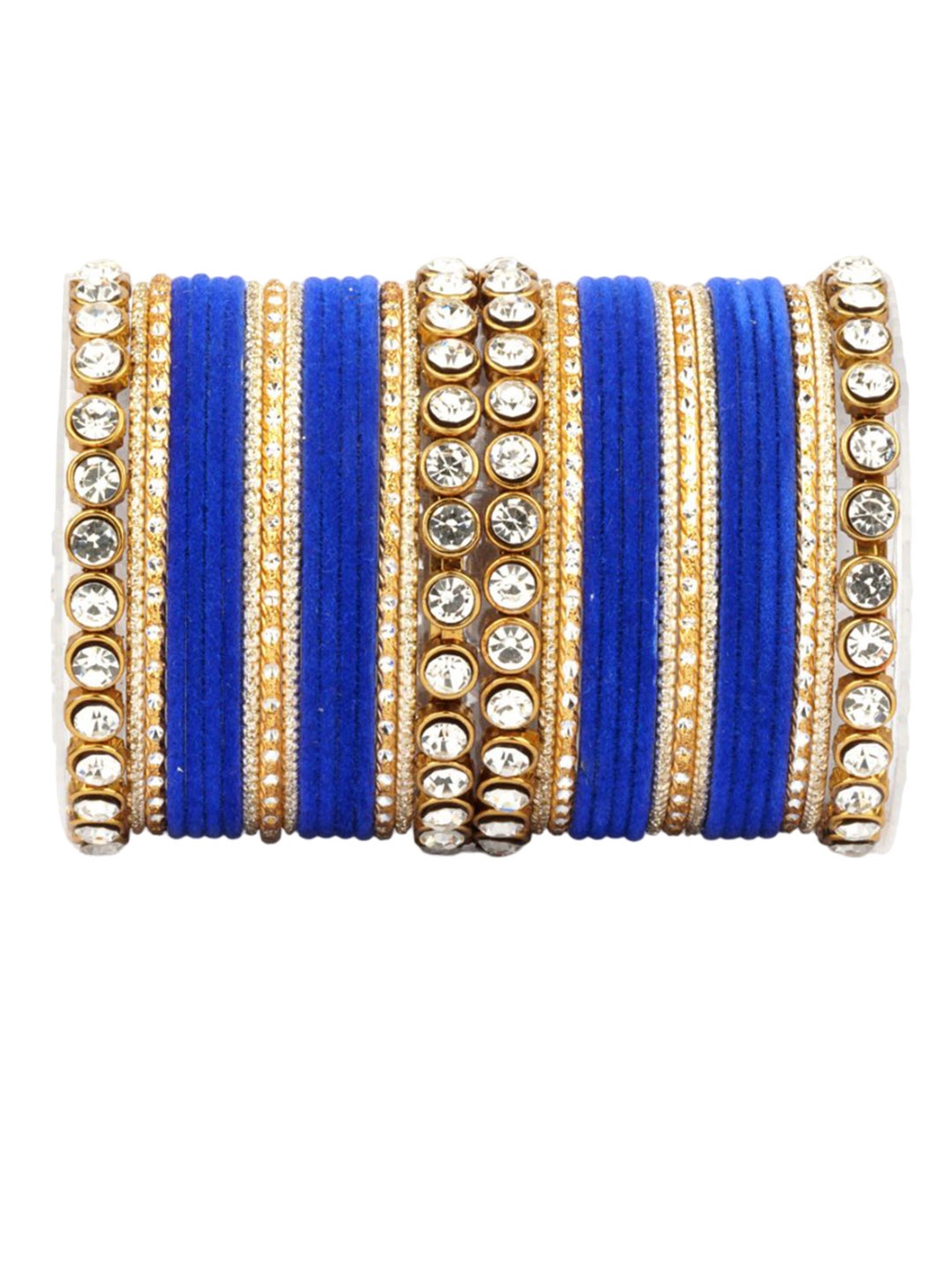 

leshya Set Of 34 Brass Plated Stone Studded Bangles, Blue