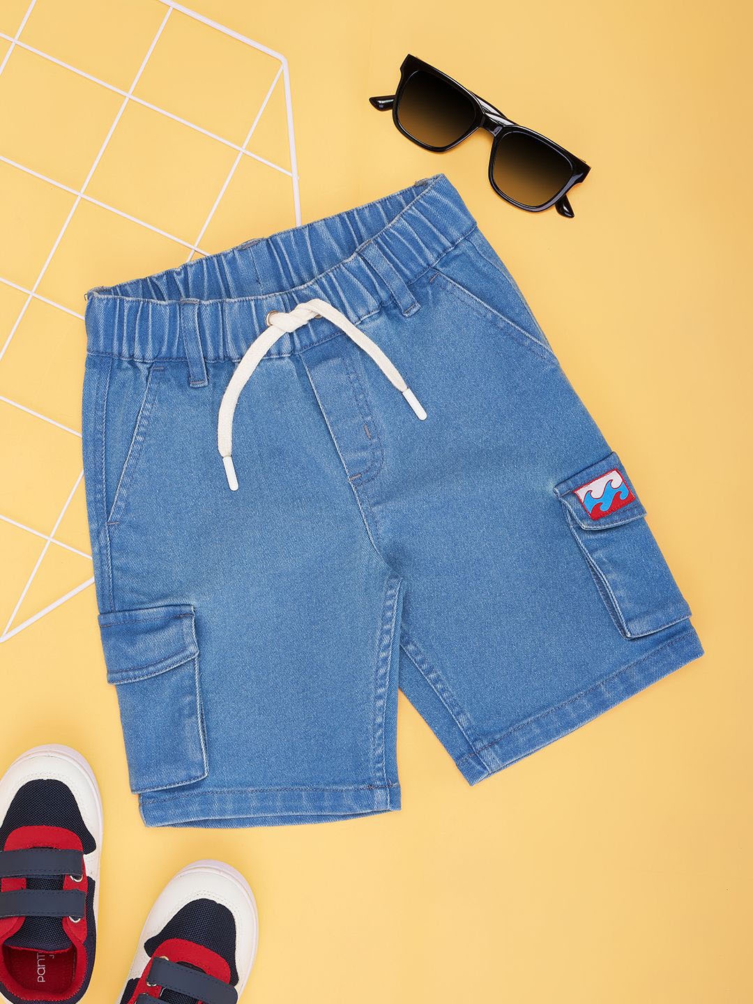 

Pantaloons Junior Boys Mid-Rise Cotton Shorts, Navy blue
