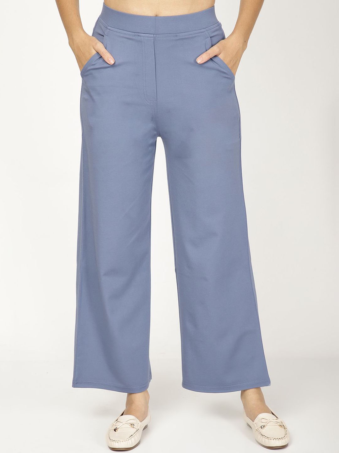 

FUTURO Women Smart Loose Fit High-Rise Parallel Trousers, Blue