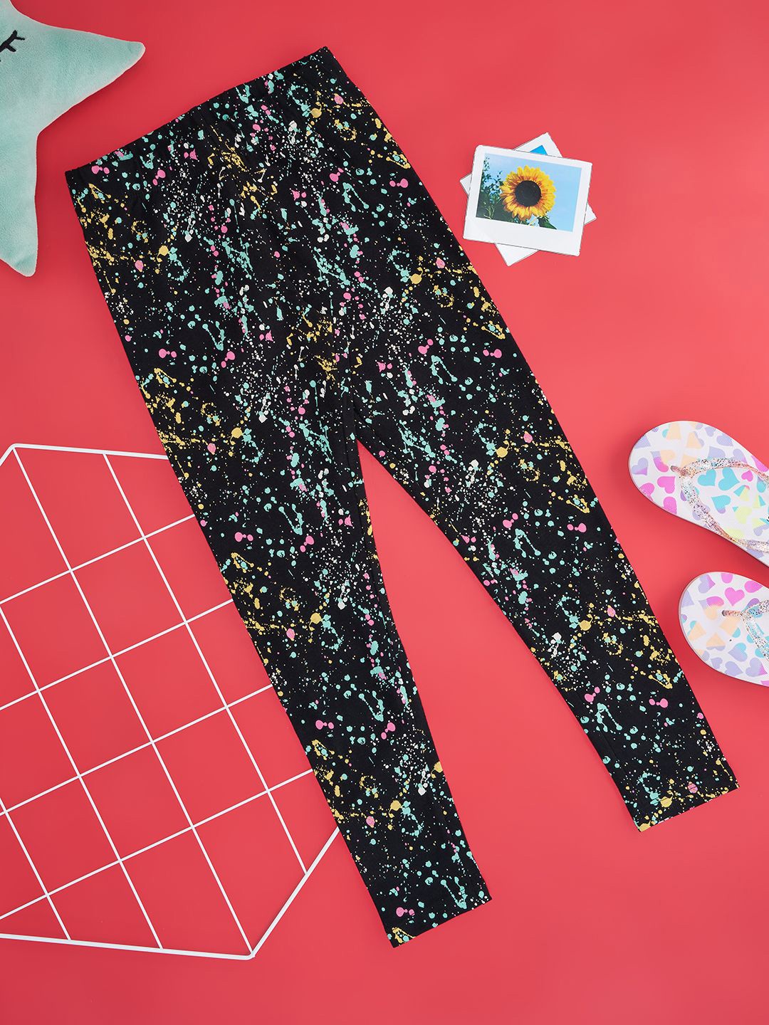

Pantaloons Junior Girls Printed Track Pants, Black