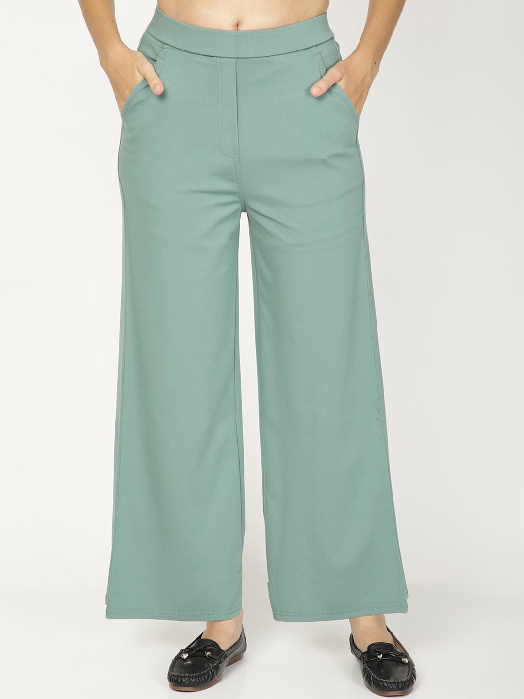

FUTURO Women Smart Loose Fit High-Rise Trousers, Green