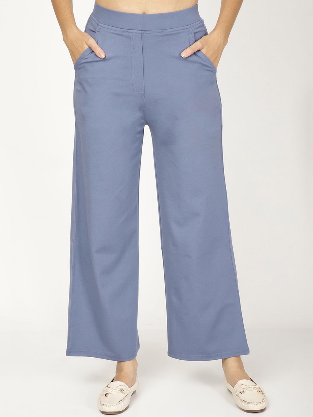 

FUTURO Women Smart Loose Fit High-Rise Parallel Trousers, Blue