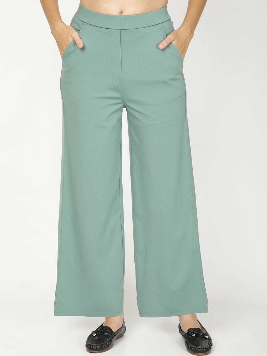 

FUTURO Women Smart Loose Fit High-Rise Parallel Trousers, Green