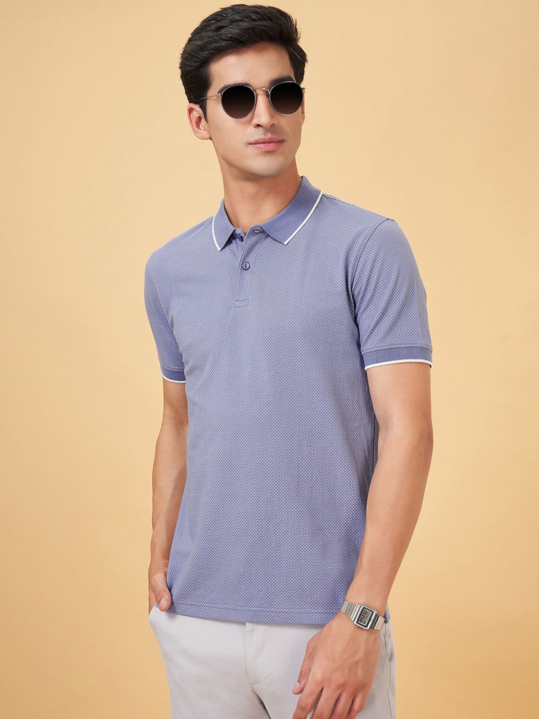 

BYFORD by Pantaloons Men Polo Collar Slim Fit T-shirt, Purple