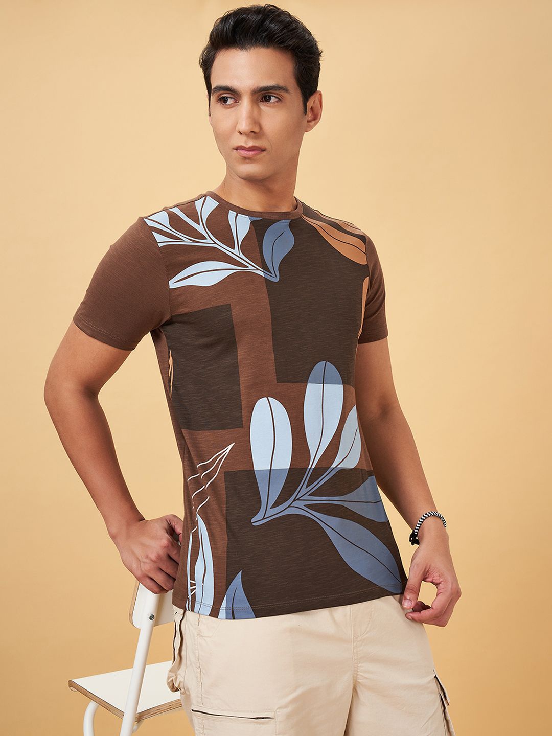 

Urban Ranger by pantaloons Men Typography Printed Slim Fit T-shirt, Brown