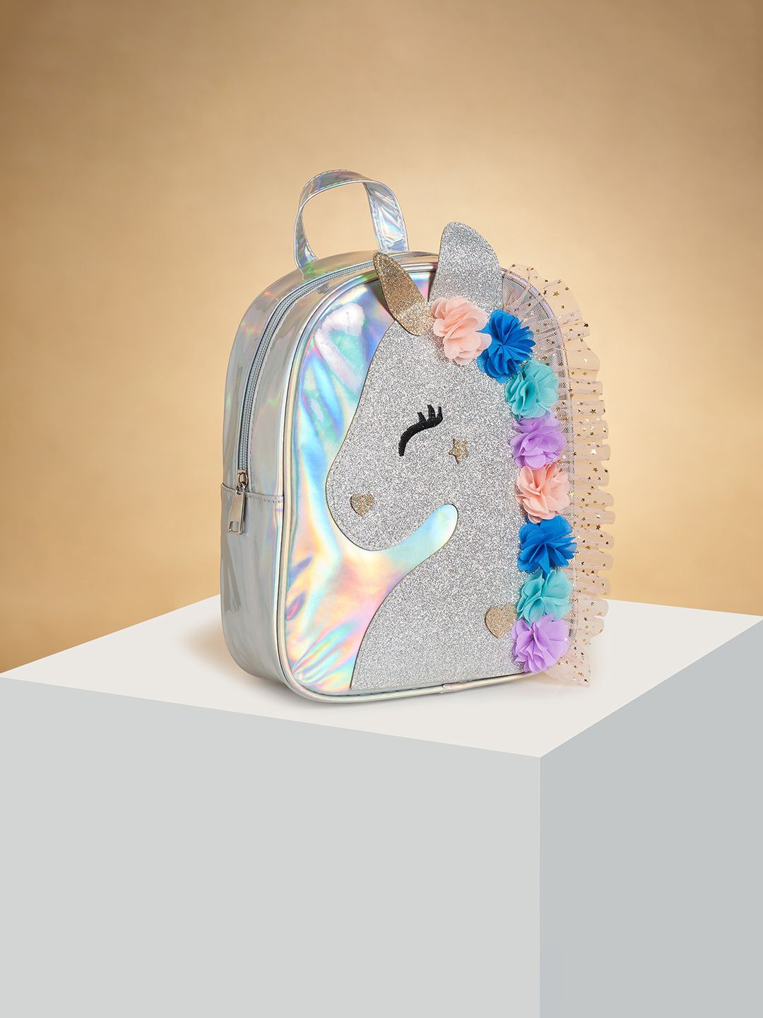 

Pantaloons Junior Girls Graphic Backpack, Silver