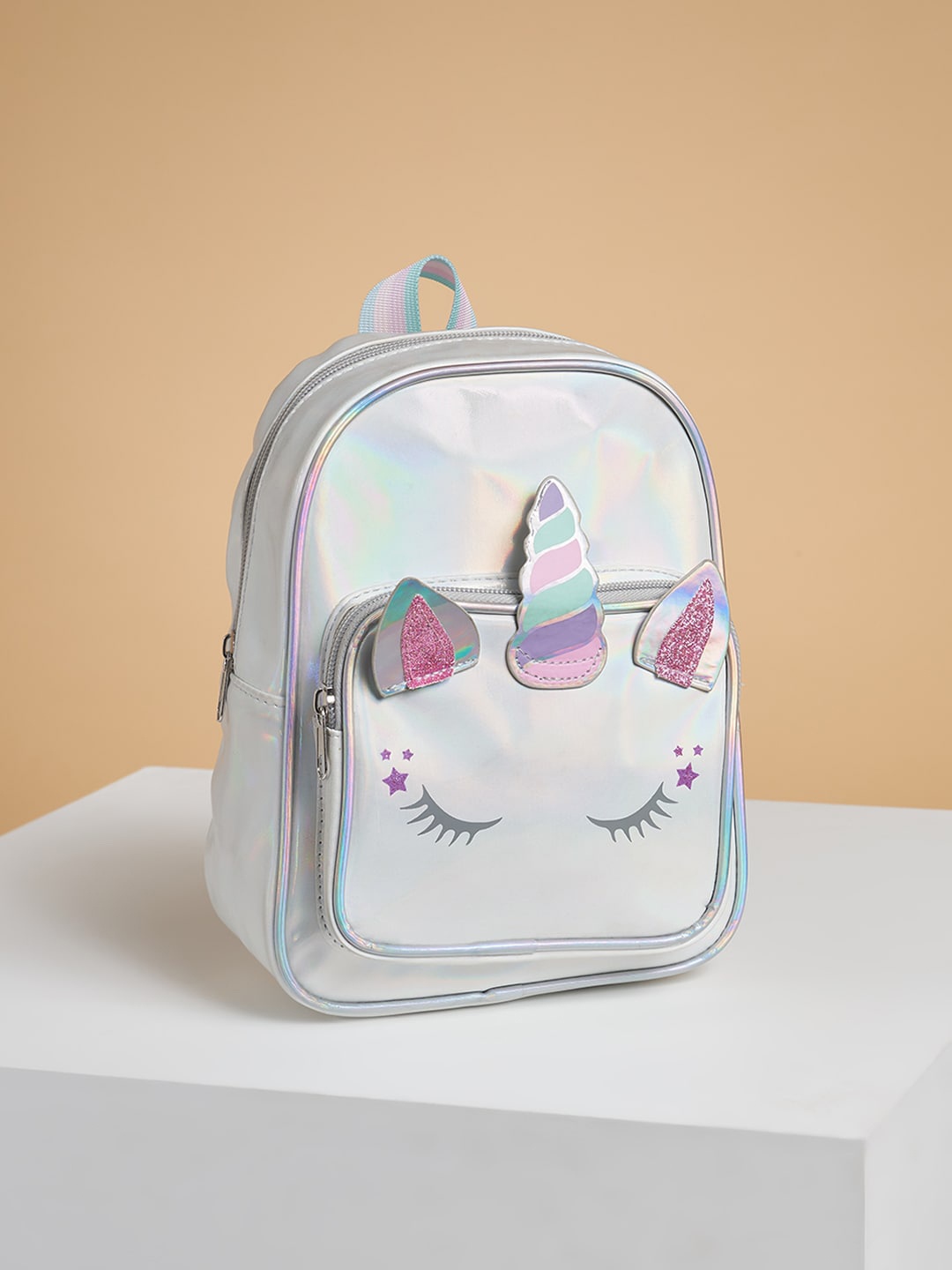 

Pantaloons Junior Girls Graphic Backpack, Silver