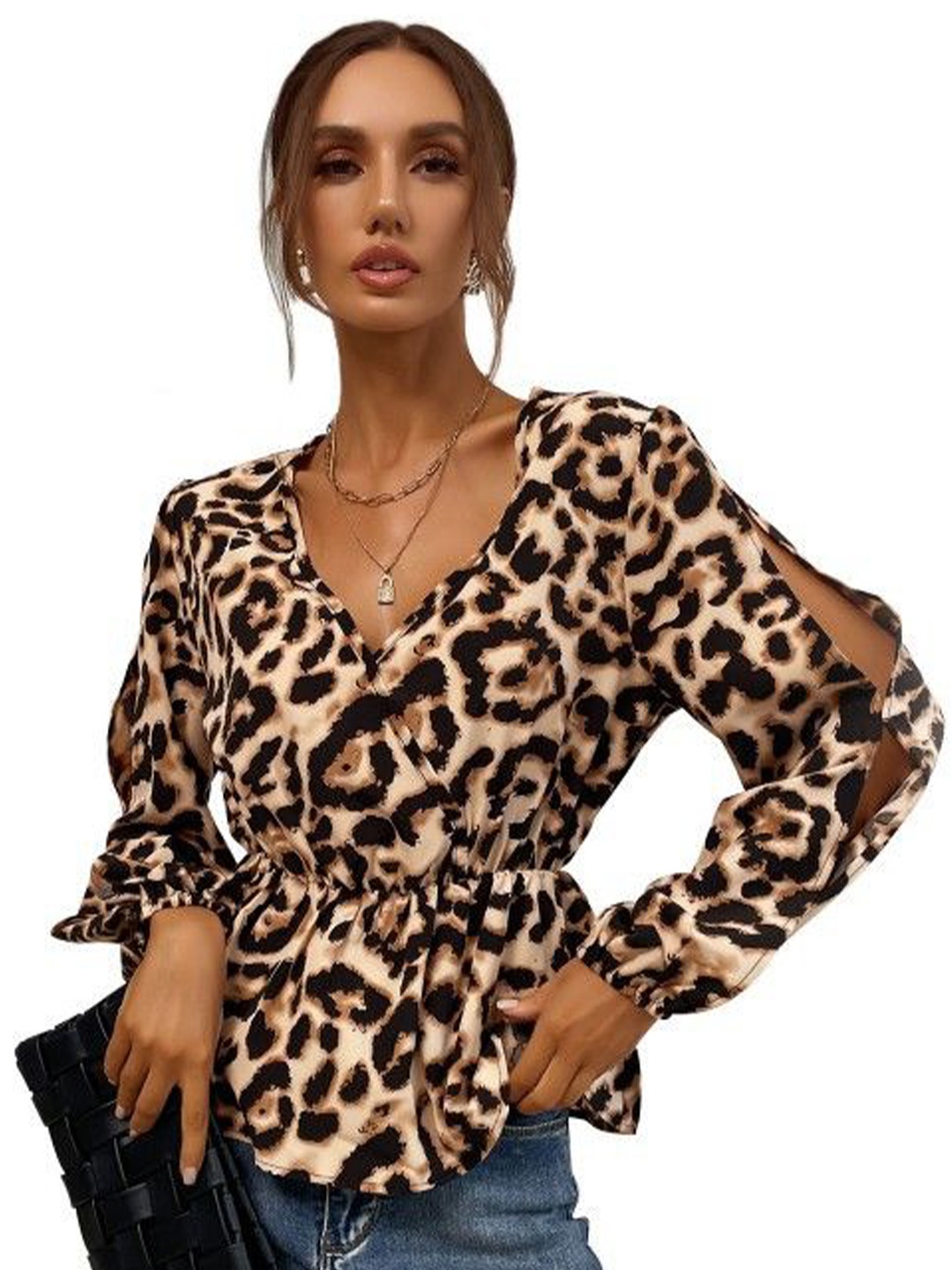 

StyleCast Animal Printed Top, Beige