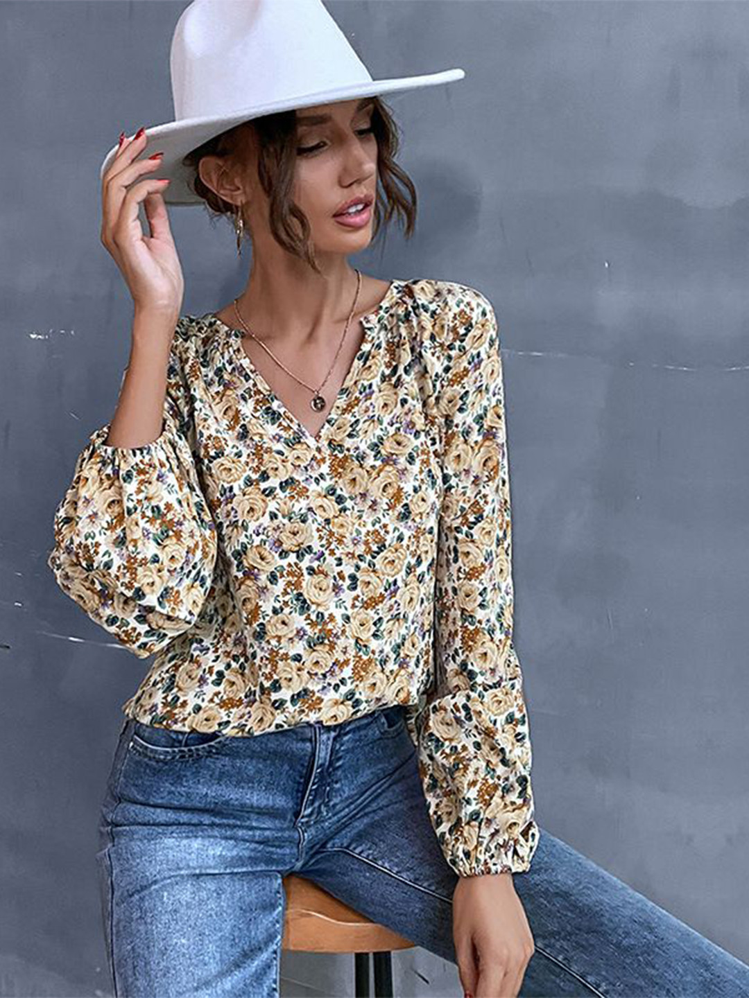 

StyleCast Floral Print Top, Yellow