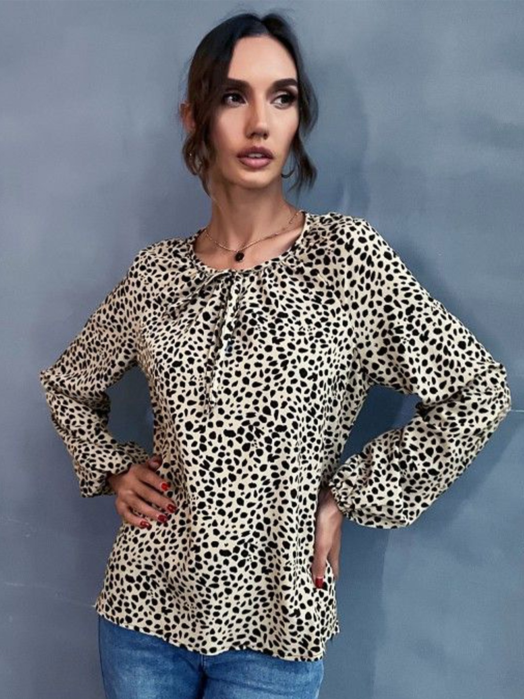 

StyleCast Animal Print Top, Cream