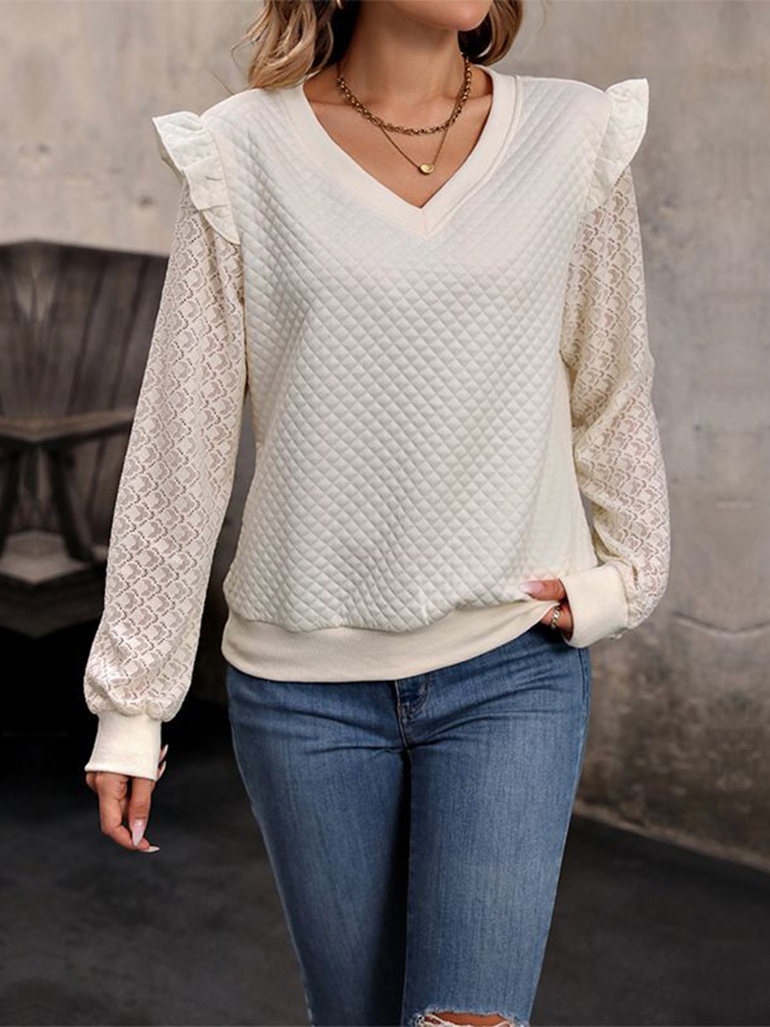 

StyleCast Self Design Top, Grey