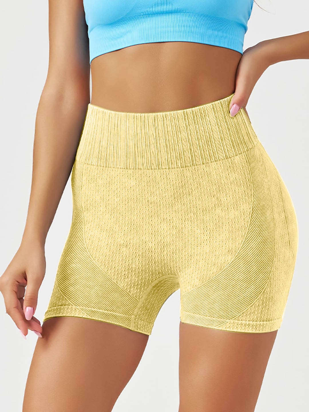 

LULU & SKY Women Self Designed Slim Fit High-Rise Sports Shorts, Yellow