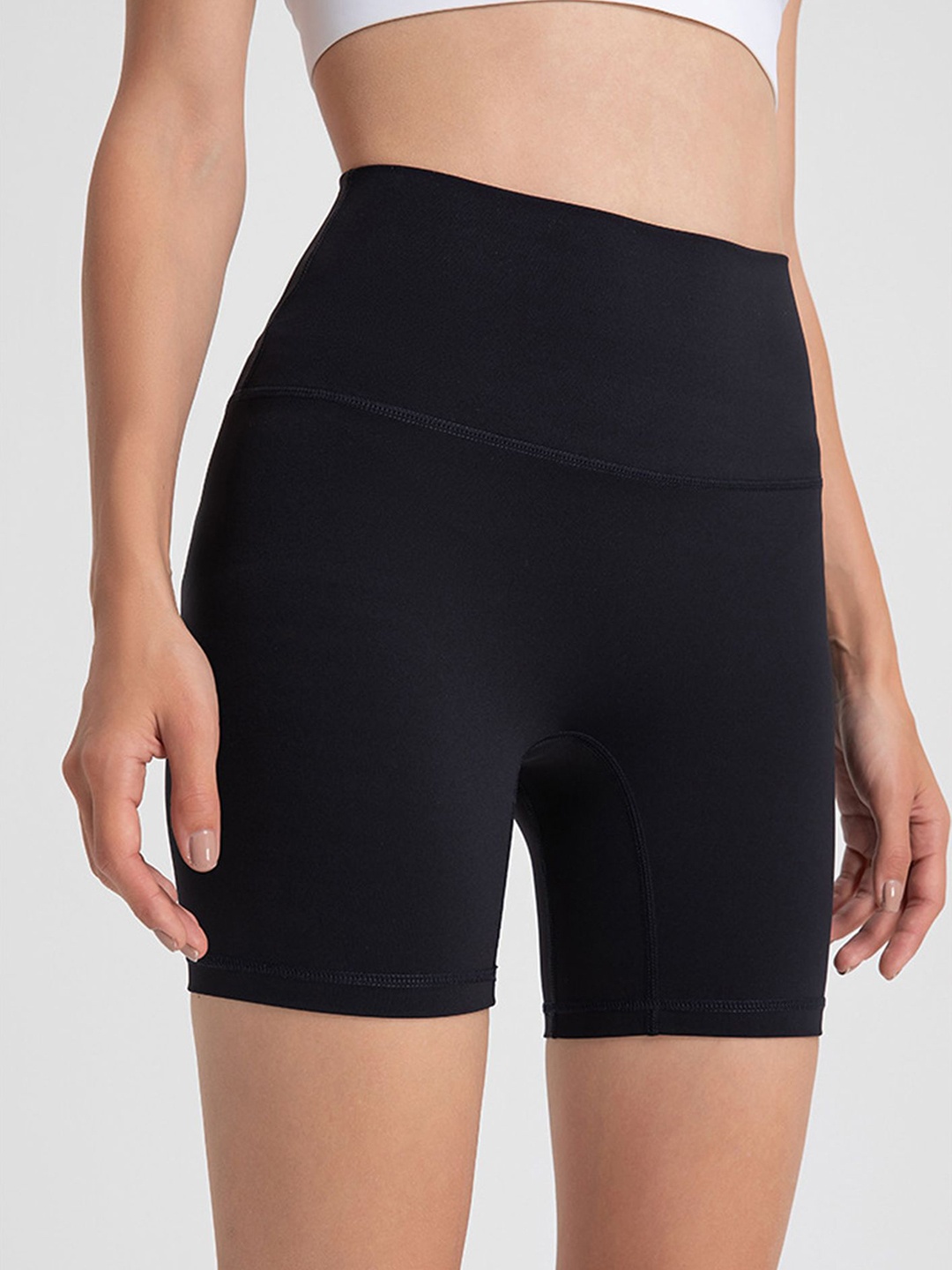 

LULU & SKY Women Black Slim Fit High-Rise Biker Shorts