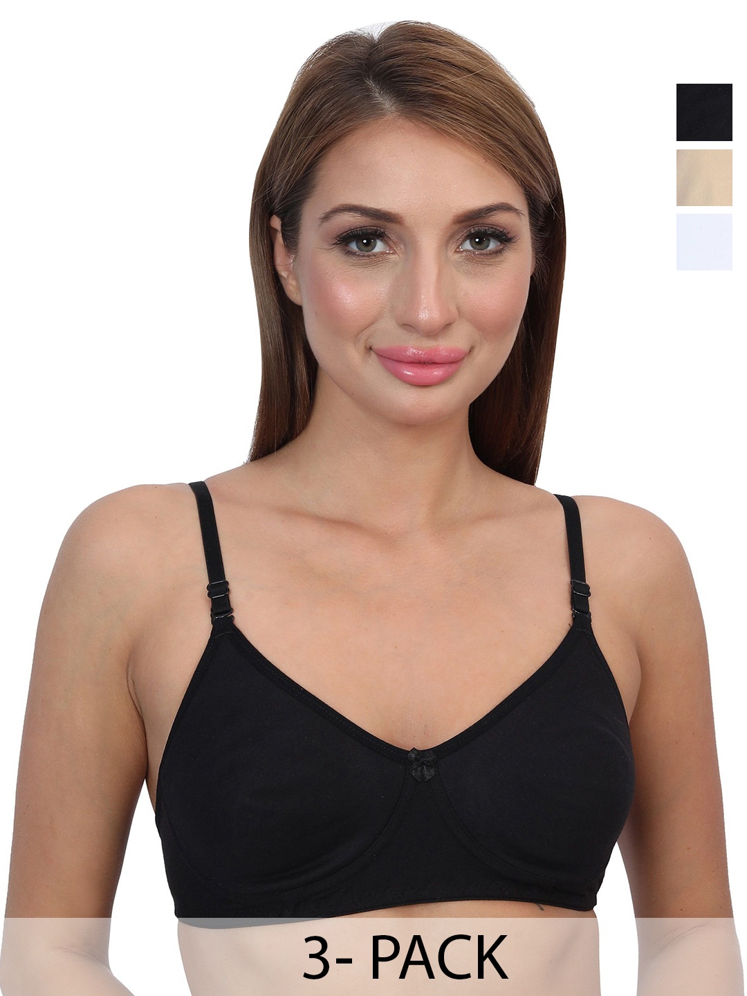 

Glamoras Pack Of 3 Non Padded Seamless Everyday Bras With All Day Comfort, Black