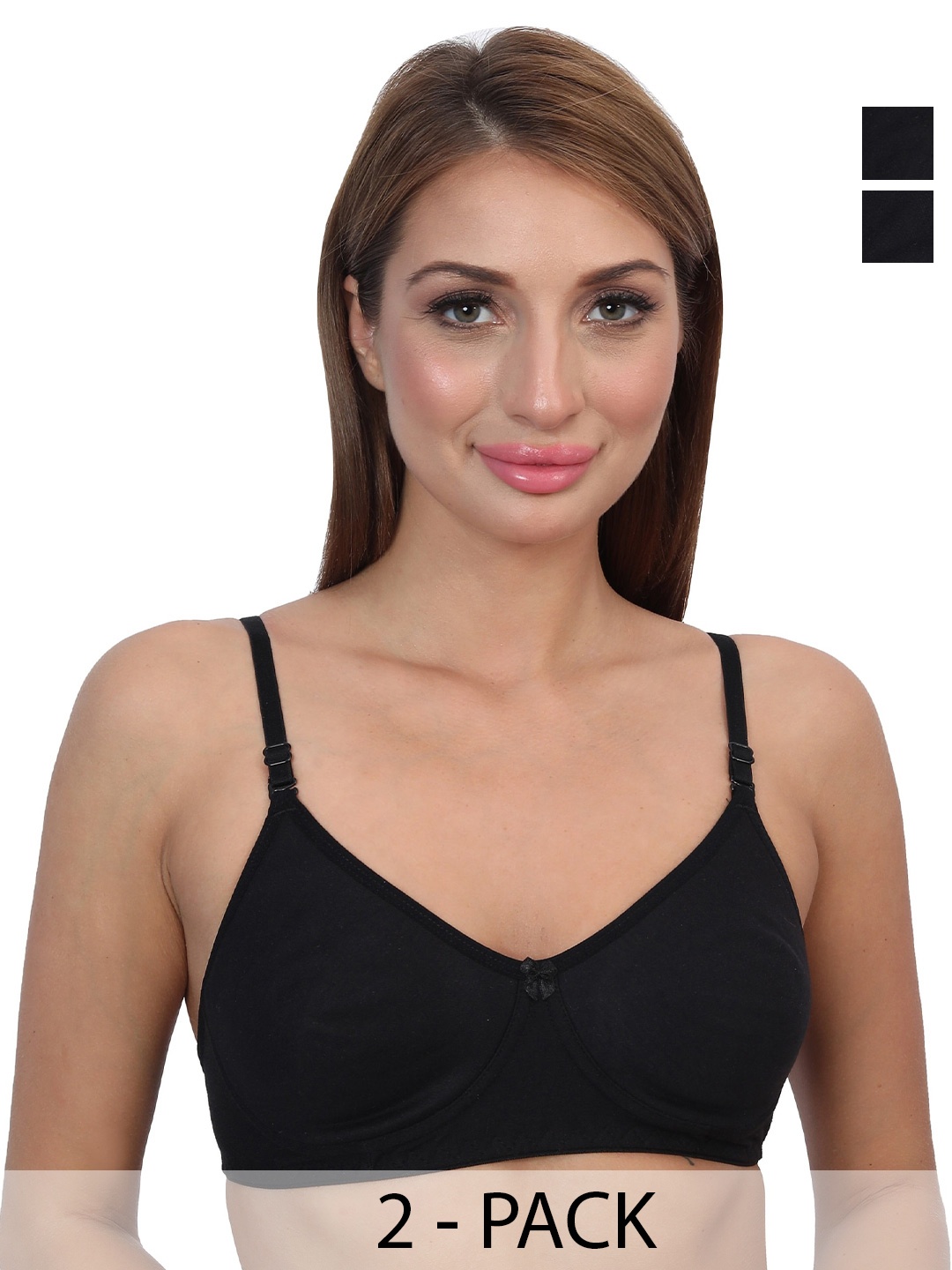 

Glamoras Pack Of 2 Non Padded Seamless Everyday Bras With All Day Comfort, Black