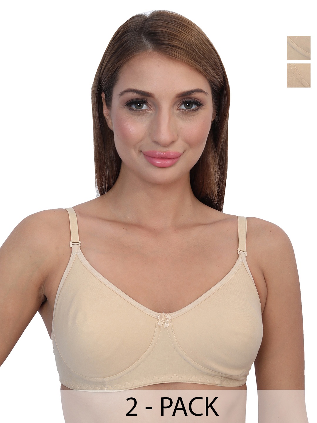

Glamoras Pack Of 2 Non Padded Everyday Bra With All Day Comfort, Beige