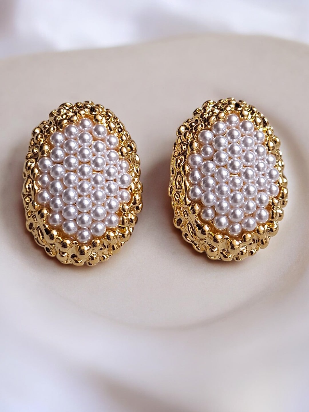 

XAGO Gold-Plated Brass Contemporary Artificial Beads Stud Earrings