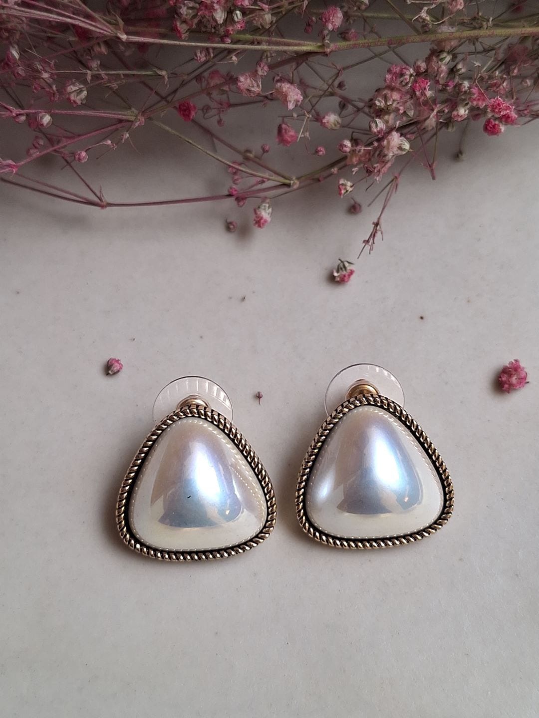 

XAGO Gold-Plated Contemporary Artificial Beads Studded Earrings