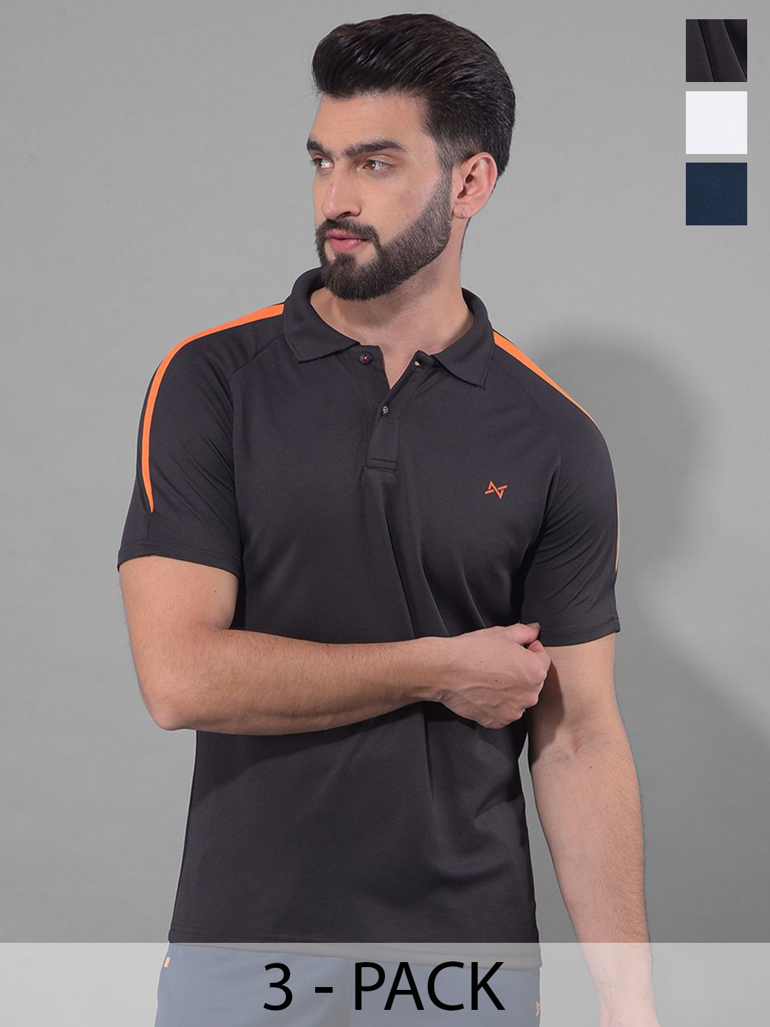 

Force NXT Men Anti Odour Anti Viral Pack Of 3 Solid Polo Collar T-shirt, White