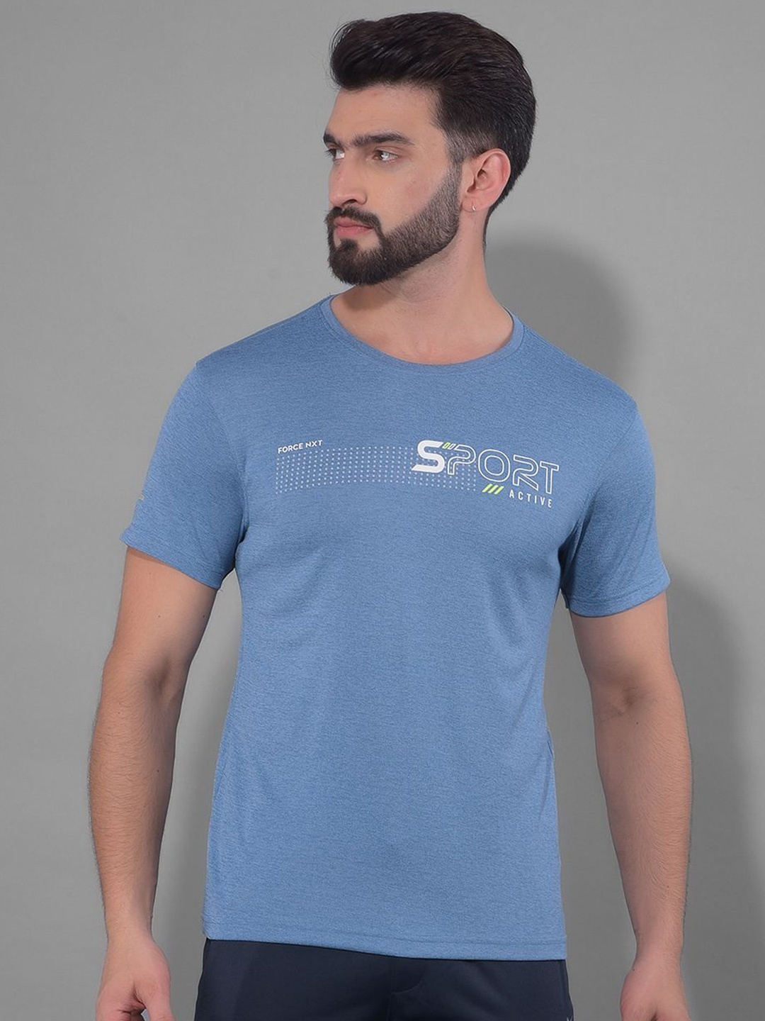 

Force NXT Men Anti Odour Anti Viral Typography Printed Round Neck T-shirt, Blue