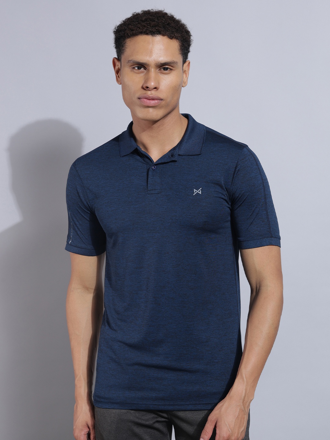 

Force NXT Men Anti Odour Solid Polo Collar Training or Gym T-shirt, Navy blue