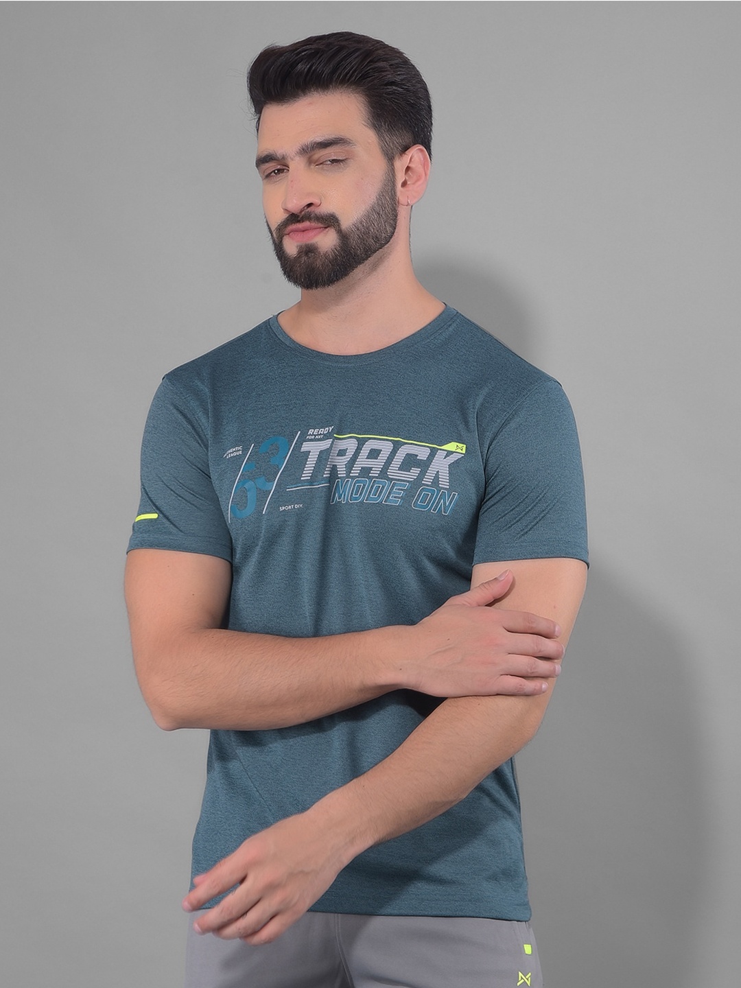 

Force NXT Men Typography Printed Sports T-shirt, Teal