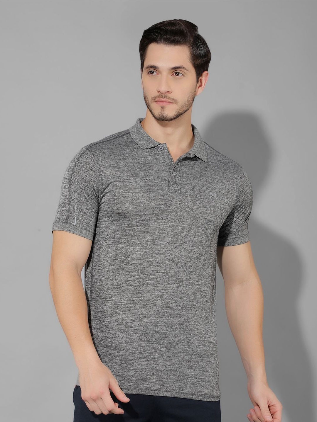 

Force NXT Men Polo Collar Solid Sports T-shirt, Grey