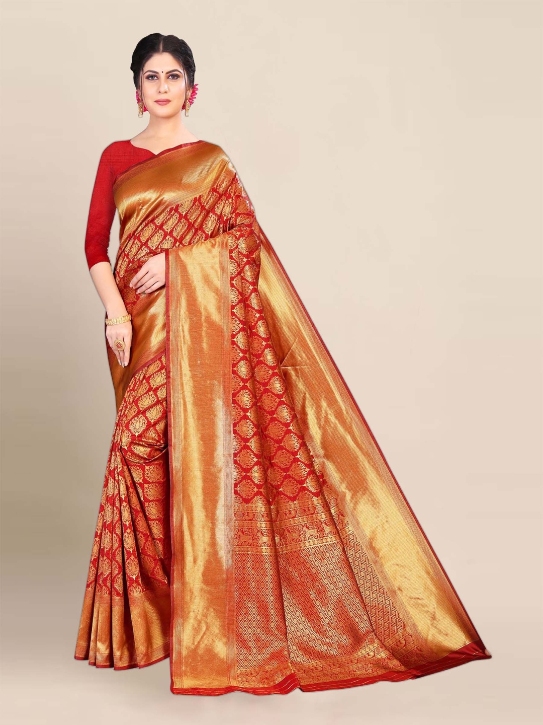 

Aldwych Woven Design Zari Banarasi Saree, Red