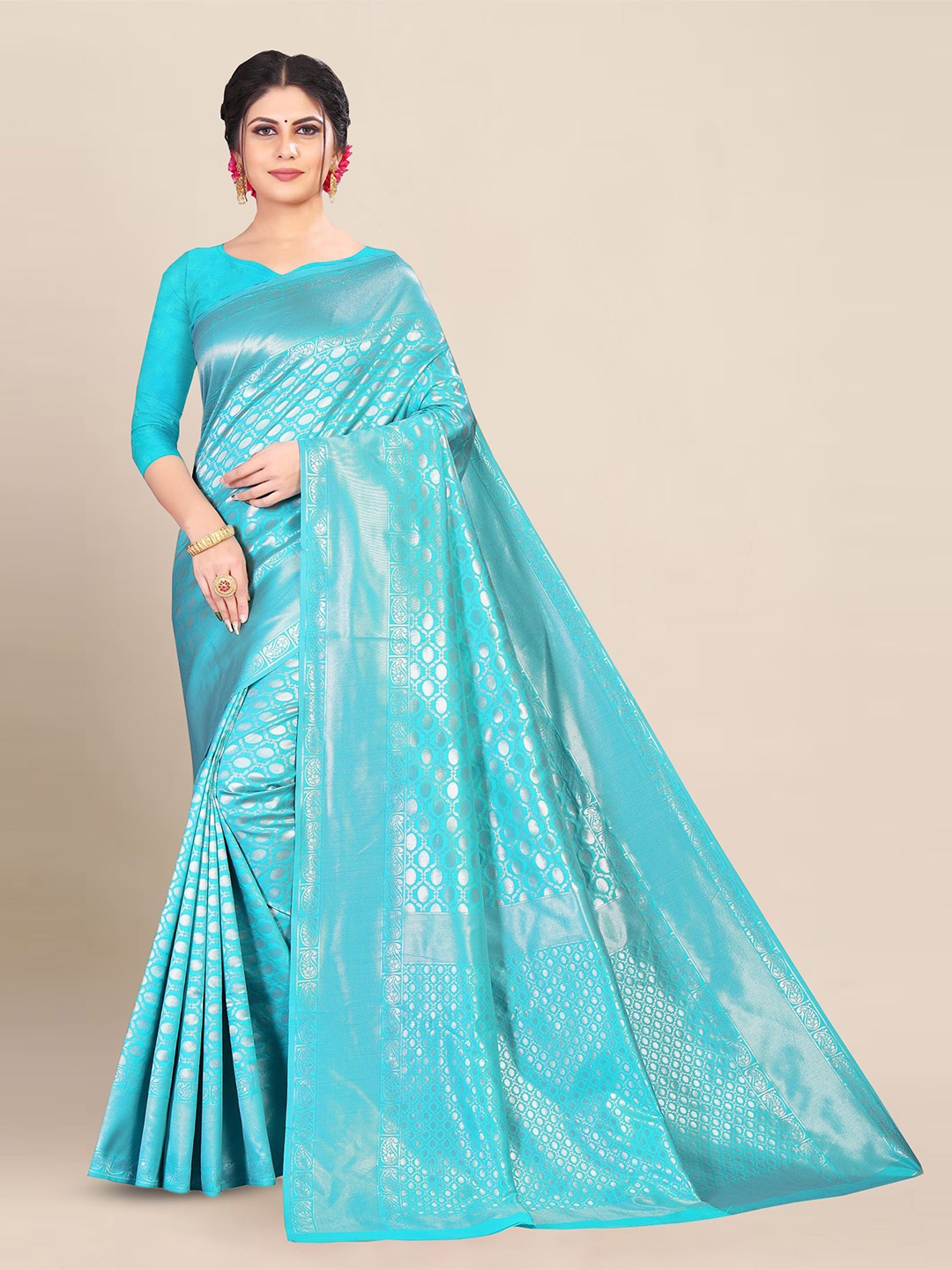 

Aldwych Woven Design Zari Banarasi Saree, Blue