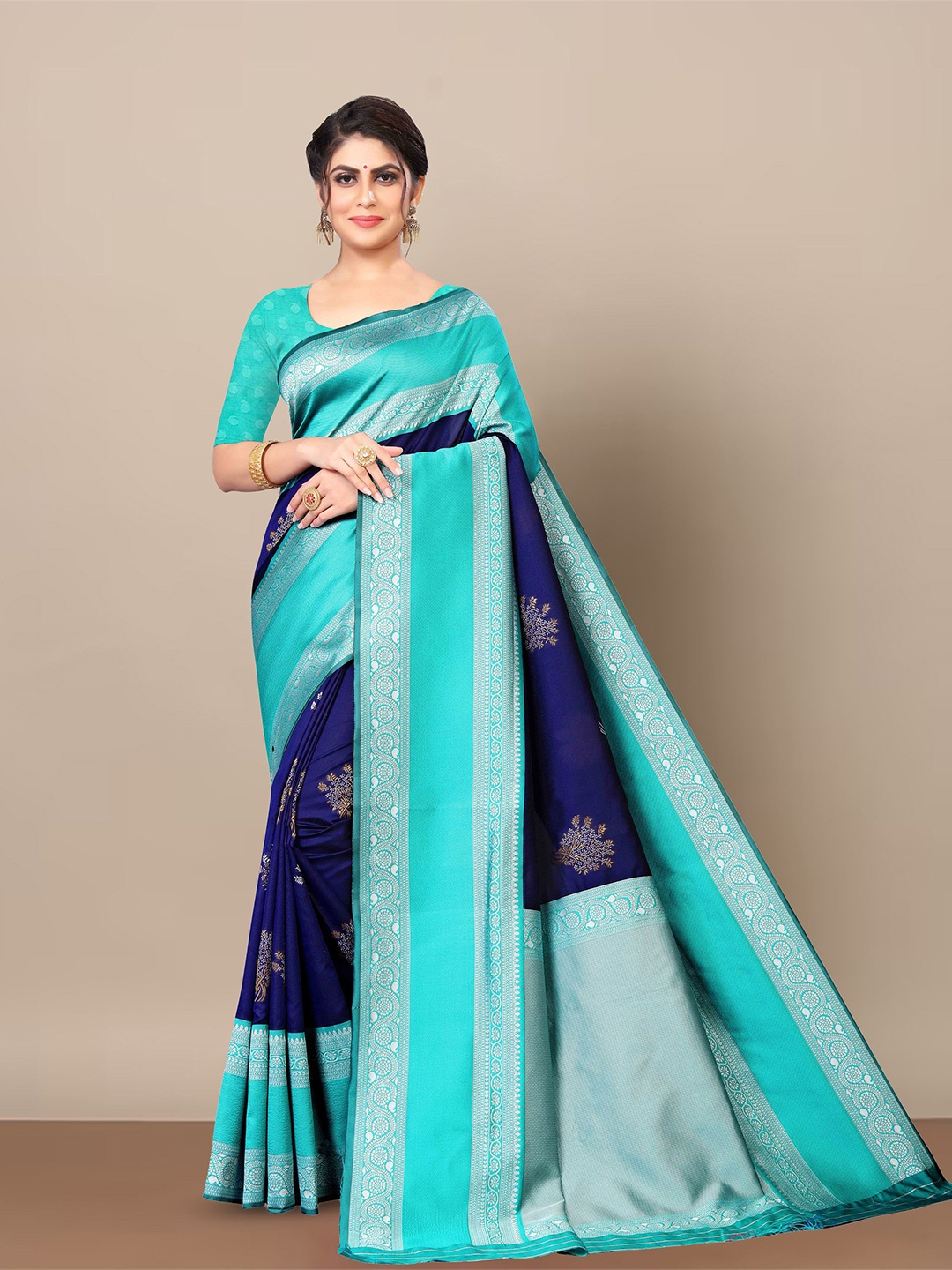 

Aldwych Woven Design Zari Banarasi Saree, Blue