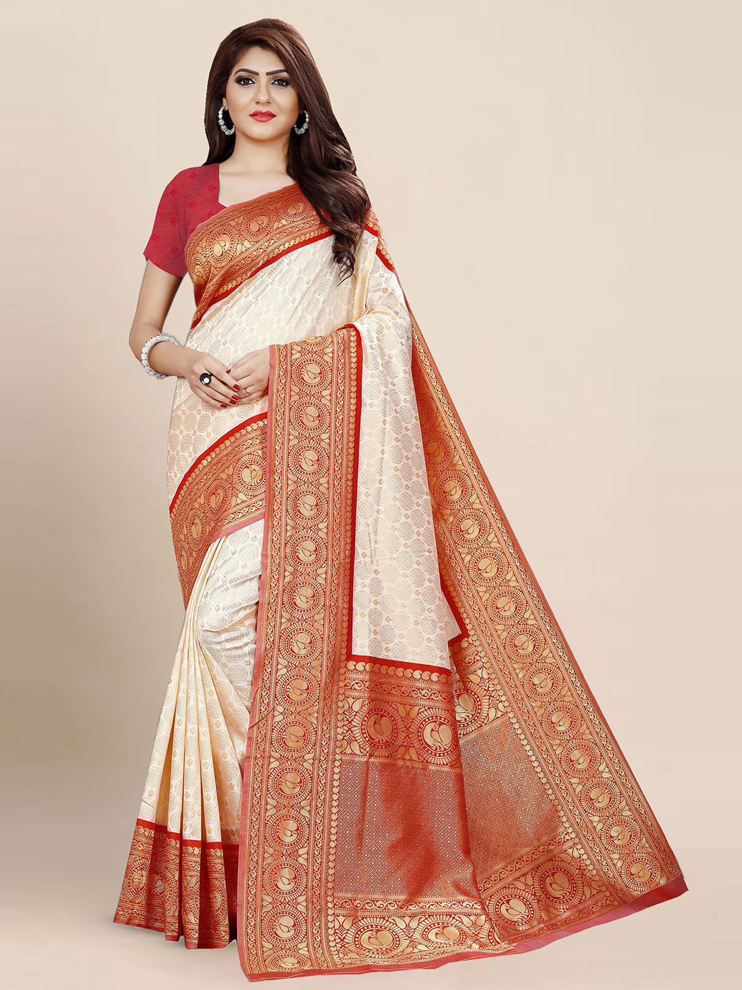 

Aldwych Woven Design Zari Banarasi Saree, Beige