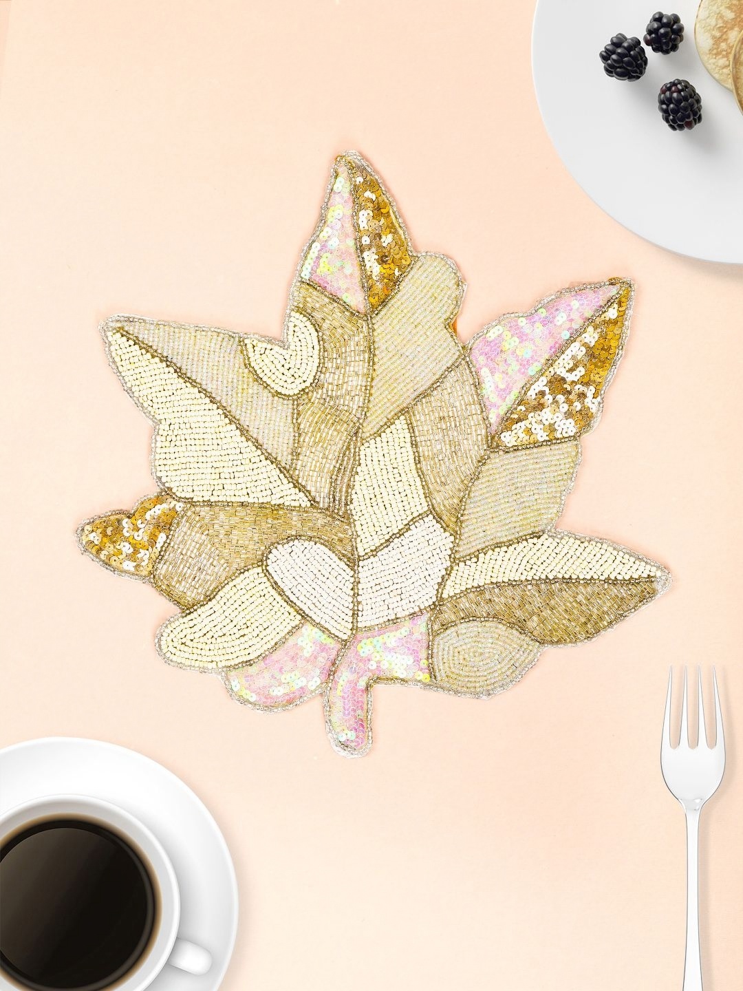 

Aditya Impex White & Brown Leaf Table Placemats
