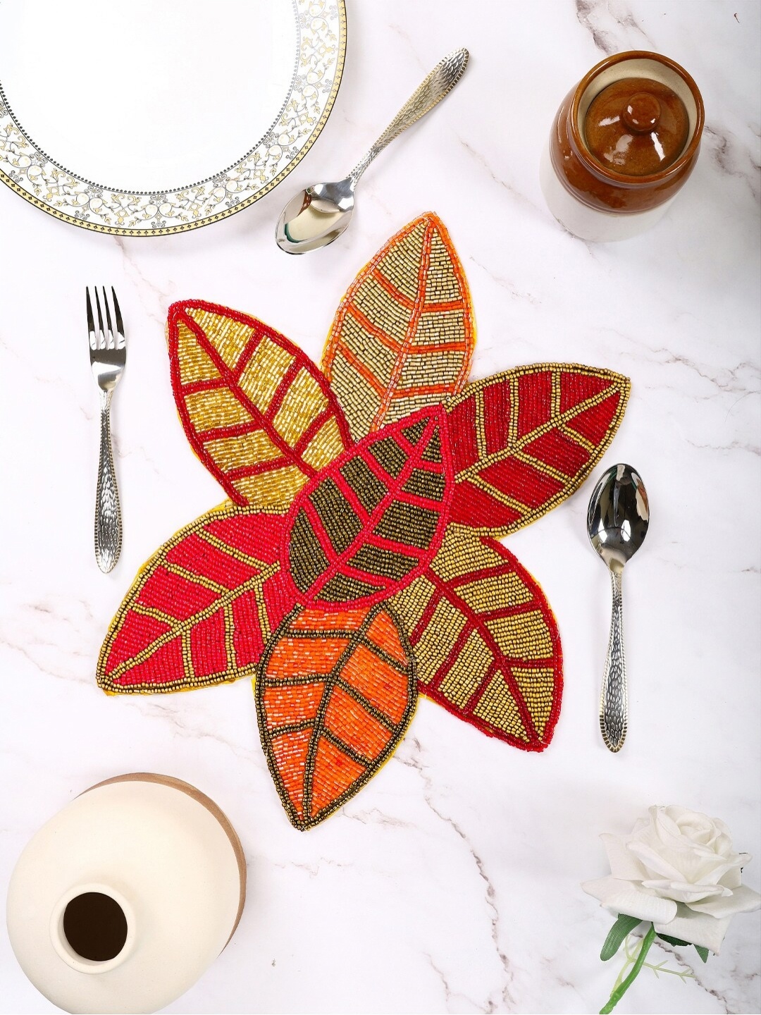

Aditya Impex Red & Brown Leaf Table Placemat