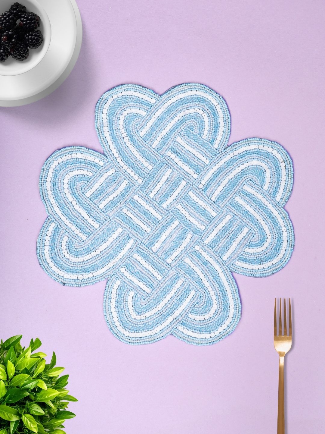 

Aditya Impex White & Blue Embellished Table Placemat