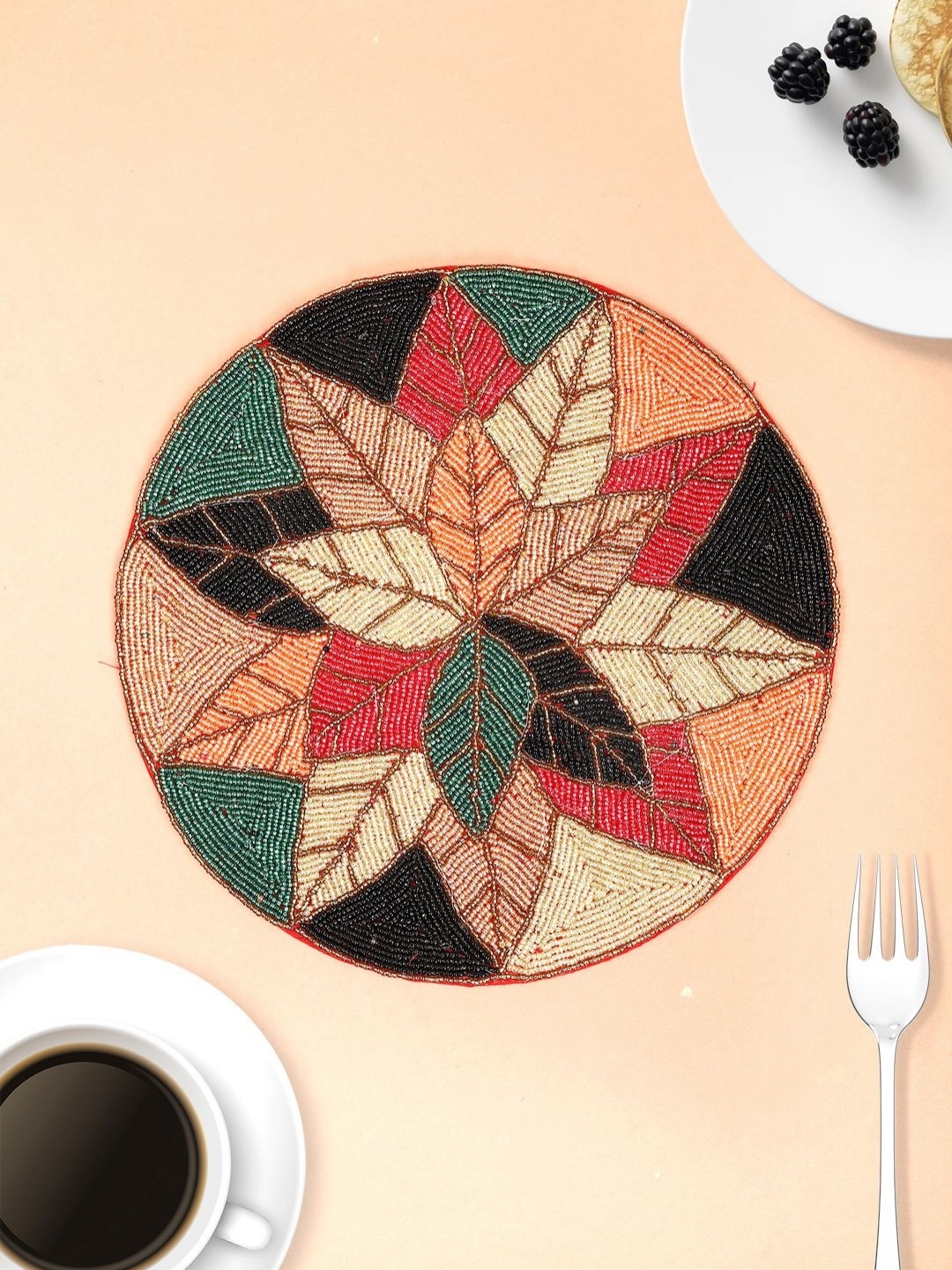 

Aditya Impex Brown & Green Embellished Table Placemat