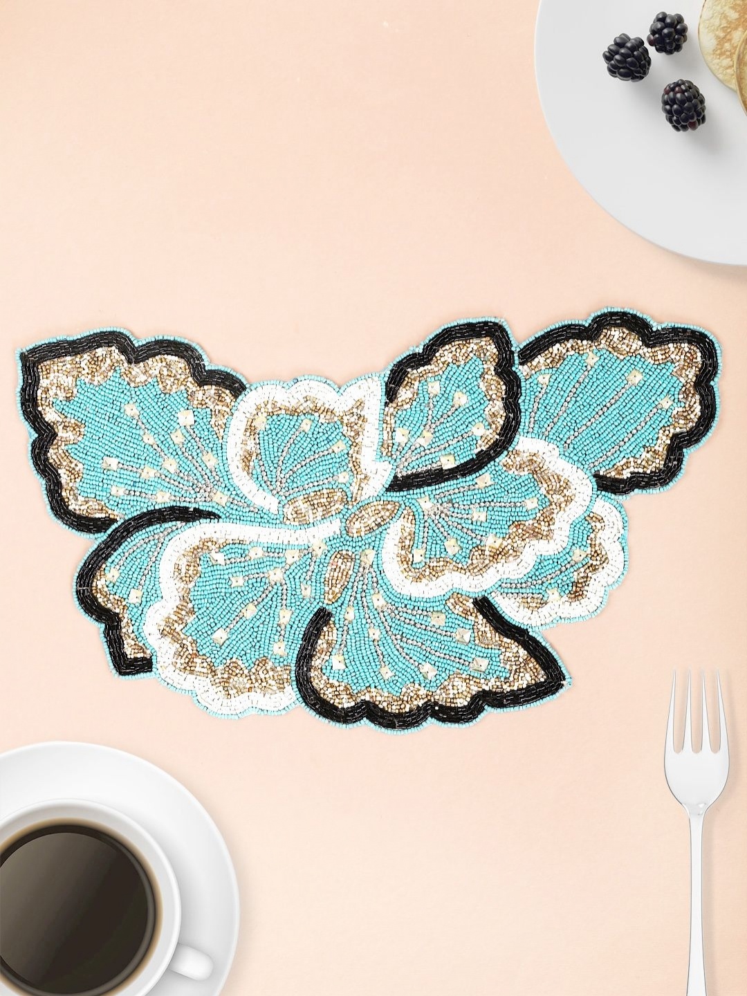 

Aditya Impex Blue & Black Embellished Table Placemat