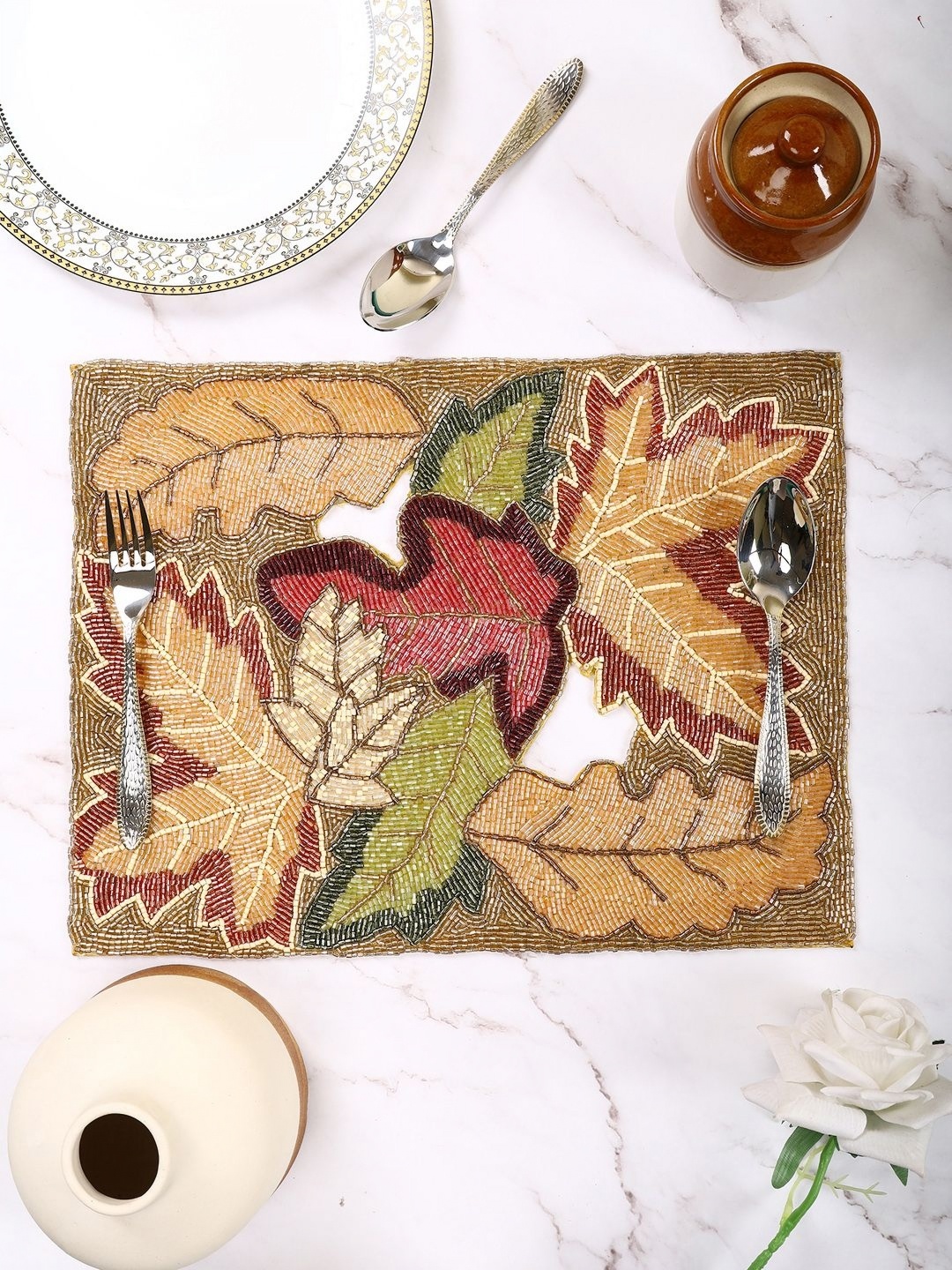 

Aditya Impex Yellow & Pink Embellished Table Placemats